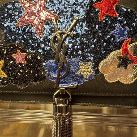 YSL Saint Laurent Moon and Stars Patchwork Tassel Leather Kate WOC Bag Authentic - Picture 4 of 10